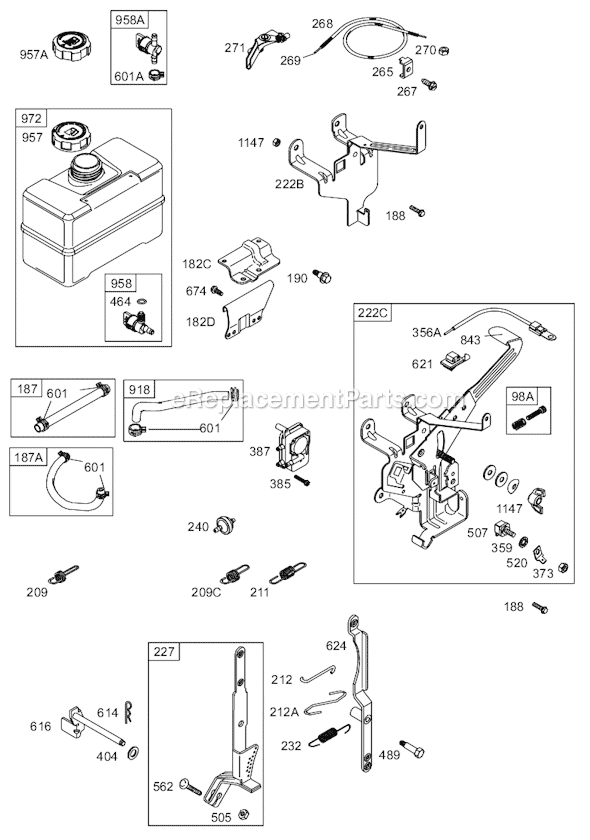 Page F Diagram and Parts List for 19K400SERIES 0110-0115 Briggs and Stratton Engine